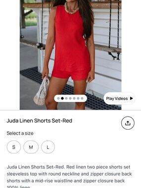 Juda Linen Shorts Set - Red